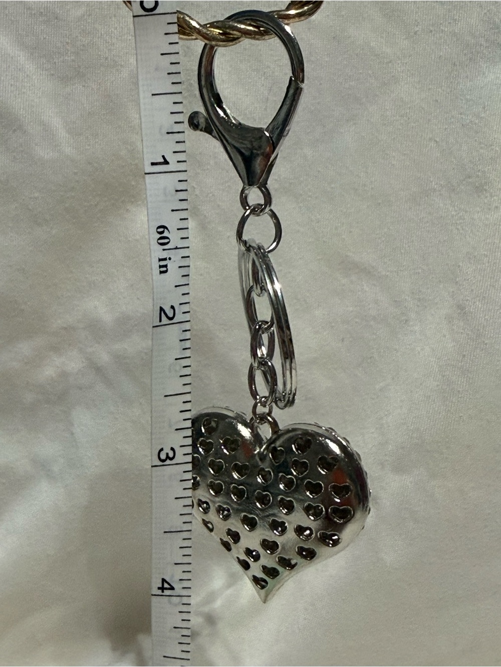 New - AB Rhinestone Silver Heart Keychain - Picture 4 of 8